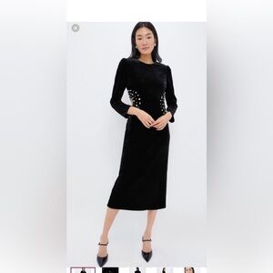 Hyacinth House Holiday Dress Elegant Black Midi Dress